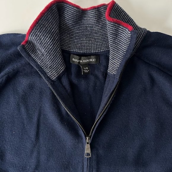 Banana Republic Zip-Up Sweater - Navy - Large - Picture 3 of 4